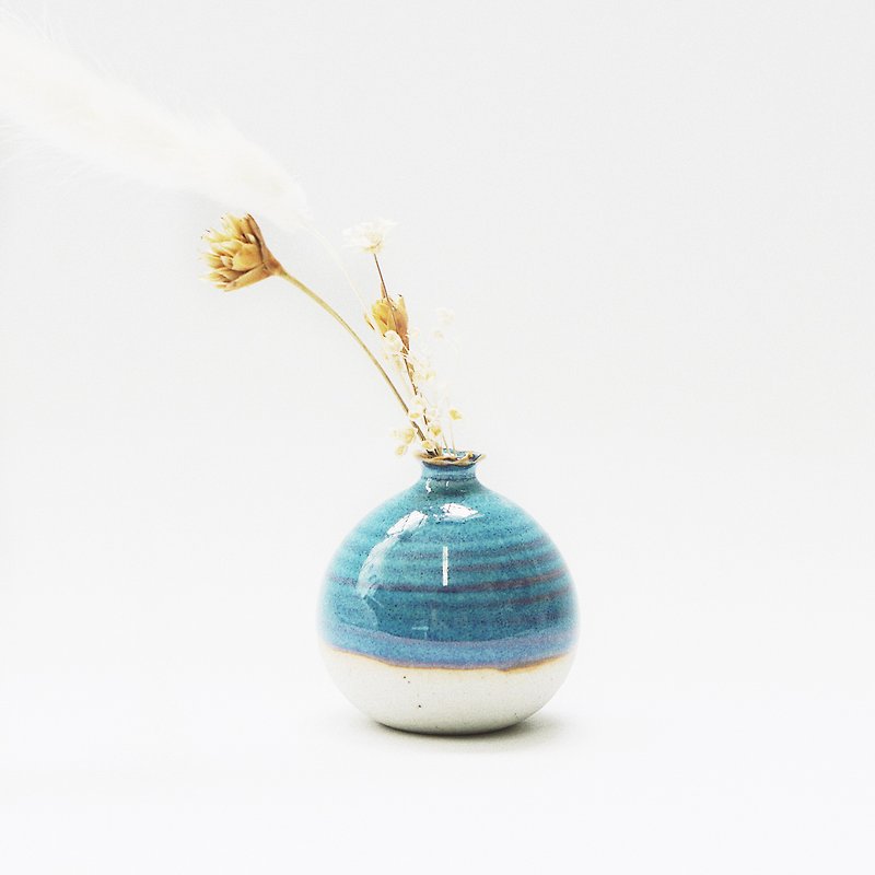 手工陶瓷迷你花器 - 湖水蓝 - 花瓶/花器 - 瓷 藍色