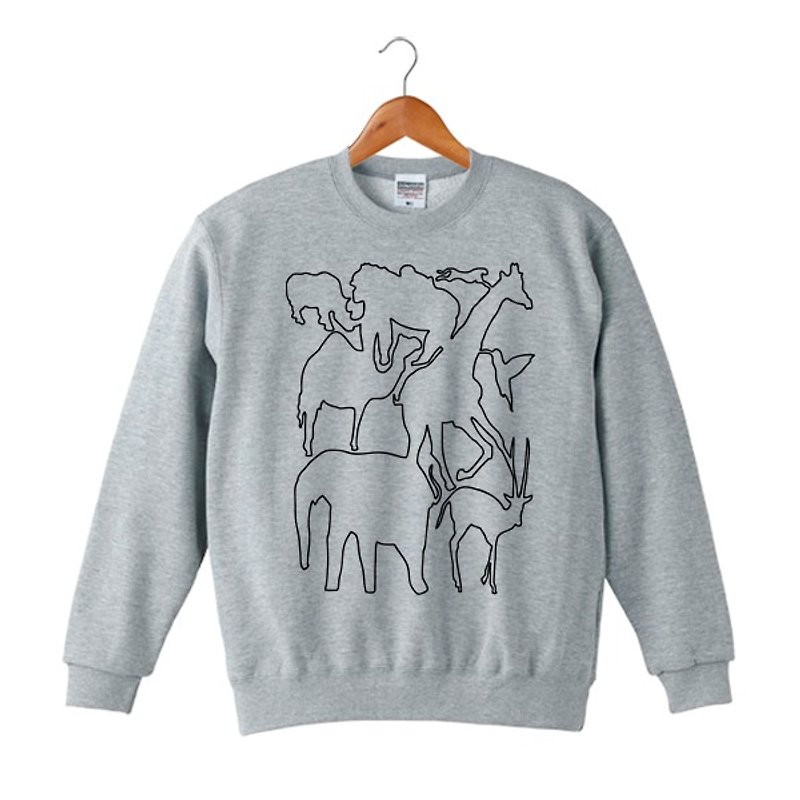 zoo sweatshirt - เสื้อฮู้ด - ผ้าฝ้าย/ผ้าลินิน สีเทา