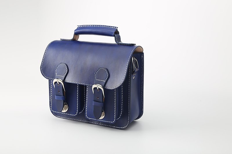 【Customer Edition】3 ways small briefcase available for men and women - Messenger Bags & Sling Bags - Genuine Leather Blue
