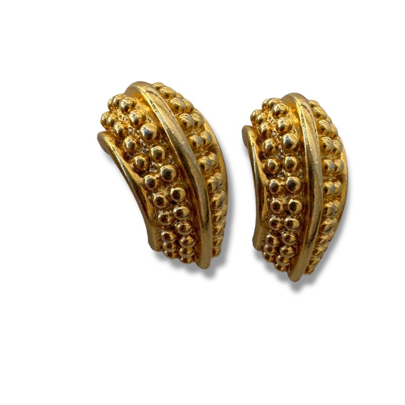 Vintage Paolo GUCCI Gold Tone Clipon Earrings Authentic Original Luxury 1990s - 耳環/耳夾/耳骨夾 - 其他金屬 金色