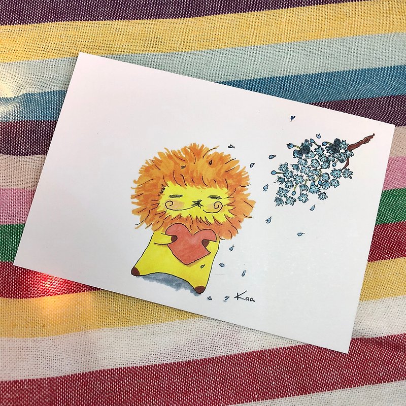 KaaLeo Postcard - Love Love Lion Lion ライオン - การ์ด/โปสการ์ด - กระดาษ สึชมพู