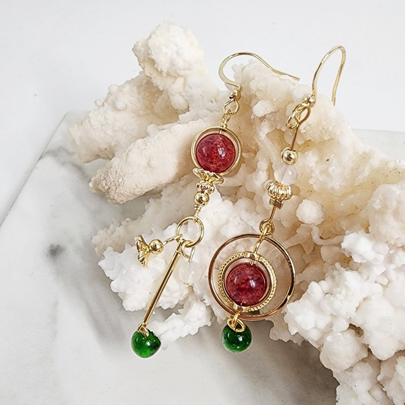 Fantasy Stone Light – Hot Sand Flower Earrings - Earrings & Clip-ons - Jade Red