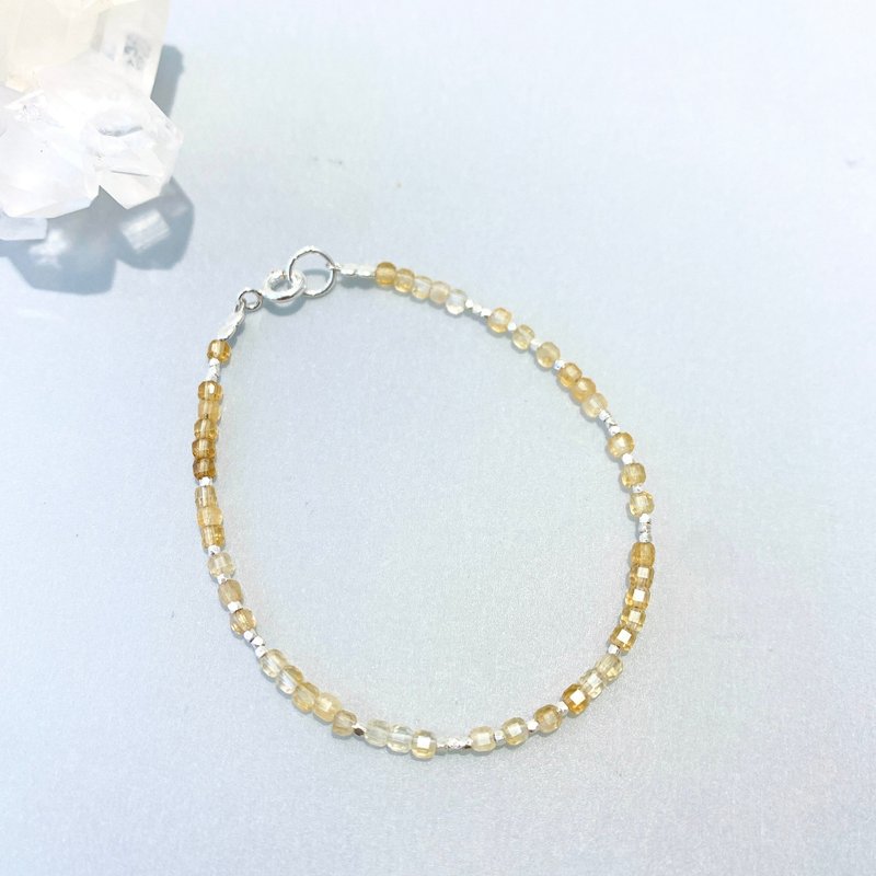 Ops Citrine silver bracelet-黃水晶/純銀/招財/正能量/手鍊 - 手鍊/手環 - 寶石 金色