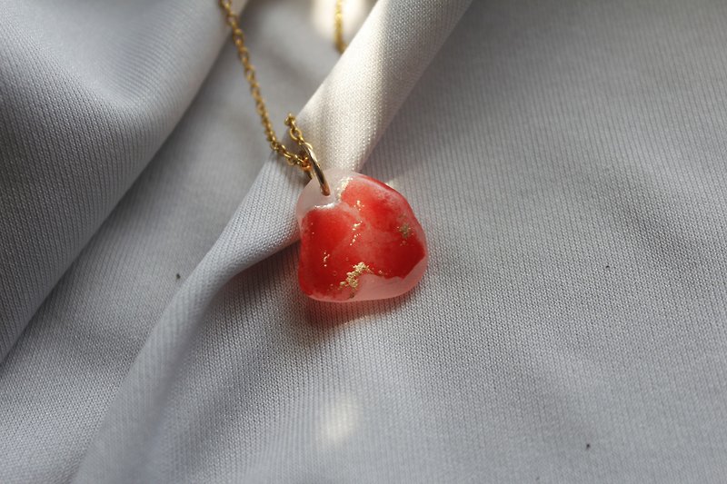 【Sun Set】Flow series - Sea glass necklace  | Gift from the Ocean - สร้อยคอ - แก้ว สีแดง