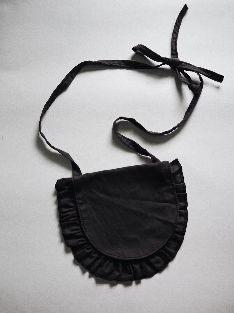 TOBU BAG (charcoal) - กระเป๋าถือ - ผ้าฝ้าย/ผ้าลินิน สีดำ