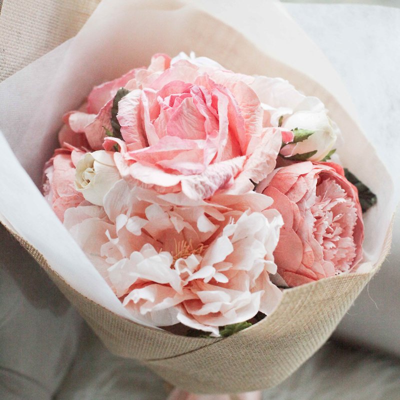 Mix Flower Casual Valentine - Old Rose ช่อดอกไม้วันวาเลนไทน์ - งานไม้/ไม้ไผ่/ตัดกระดาษ - กระดาษ สีส้ม
