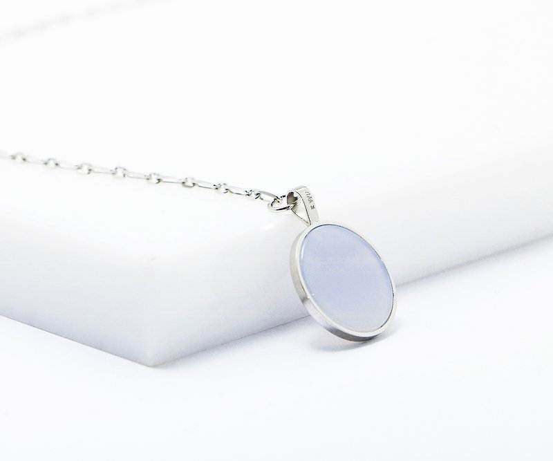 Zhen Yuliangyuan / Blue Chalcedony 925 Silver/ Necklace / With Gift Box Packaging - Necklaces - Sterling Silver Transparent