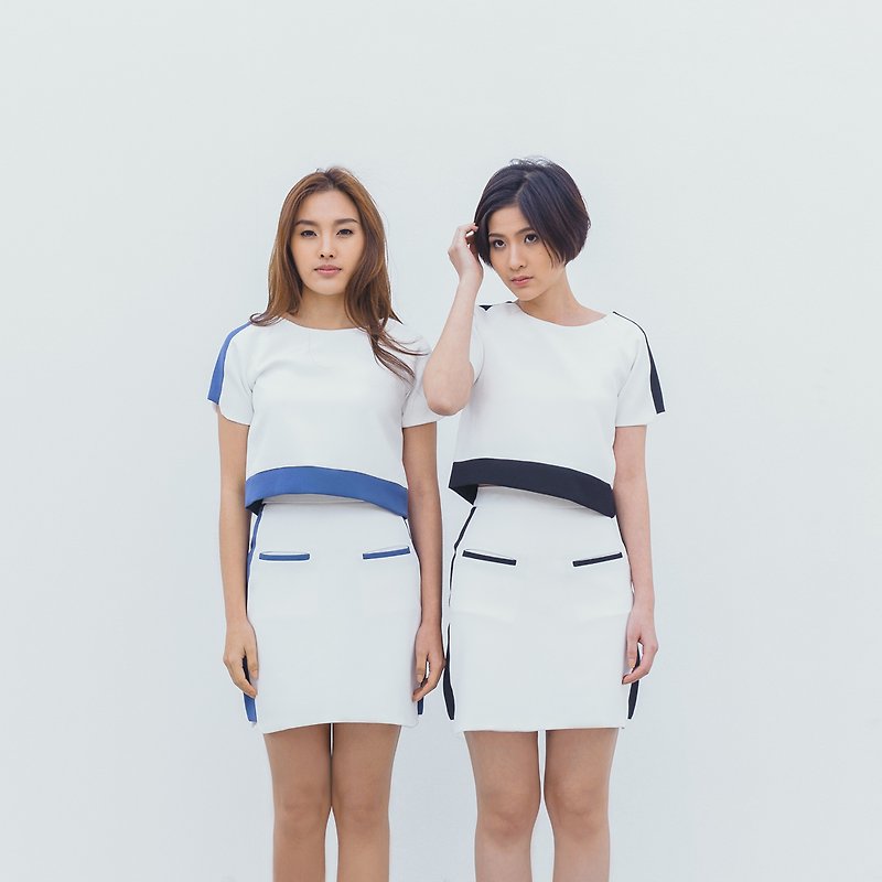 Two tone Skirt - 裙子/長裙 - 其他材質 白色