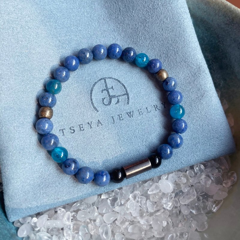 Blue Line Stone Stone Natural Stone Crystal Bracelet - Bracelets - Semi-Precious Stones Blue