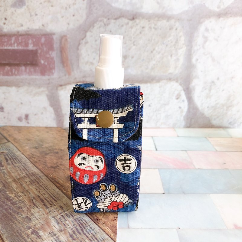 Alcohol/Disinfectant Storage Bag with 100ml Bottle No. 2 Essential Anti-epidemic Items for Going Out-Japanese Festival - Storage - Cotton & Hemp Blue