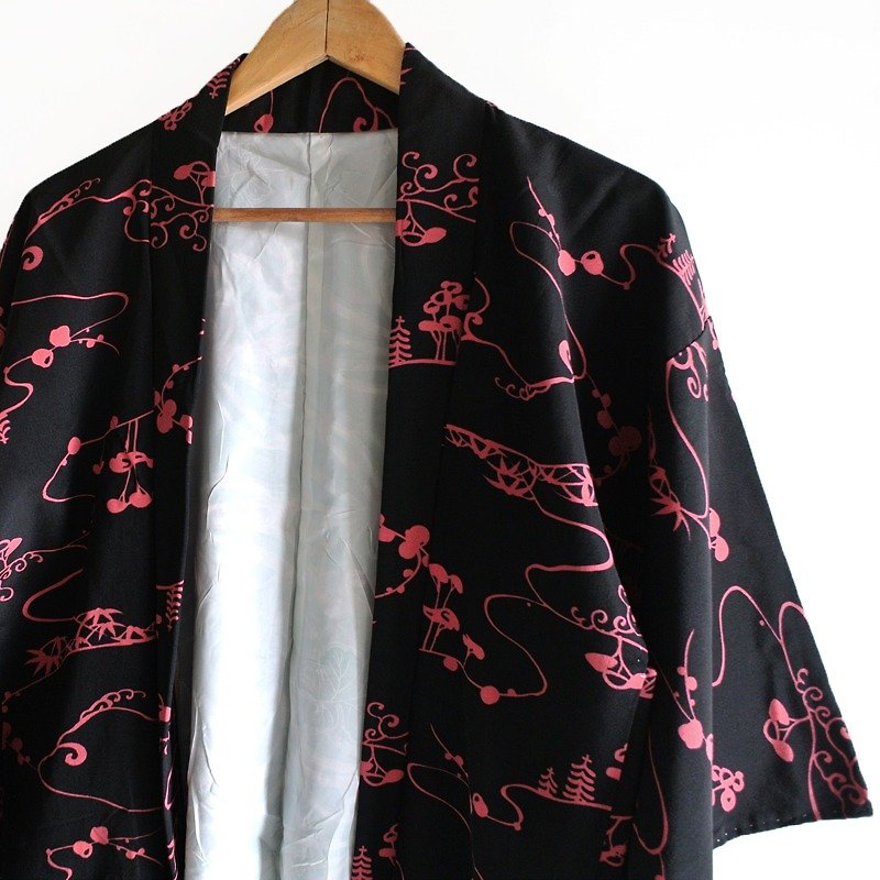 │Slowly│ Japanese Antiques - Light kimono coat F8│ .vintage retro vintage theatrical... - เสื้อแจ็คเก็ต - กระดาษ หลากหลายสี