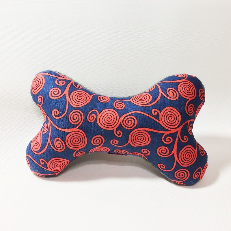 Fashion dog bone (rolled worm) - ของเล่นสัตว์ - ผ้าฝ้าย/ผ้าลินิน สีน้ำเงิน