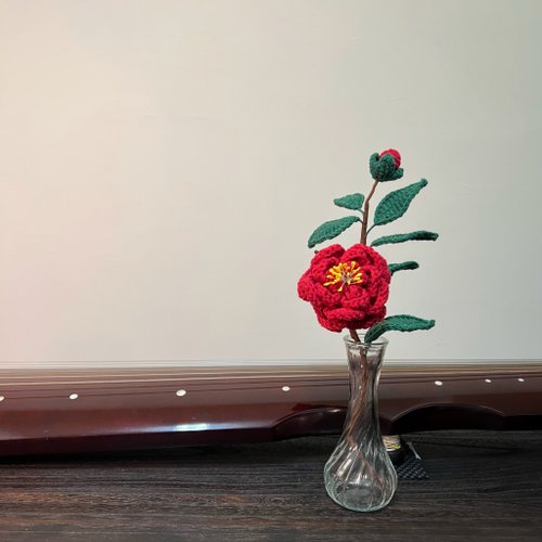 Faya 毛線永生花｜鉤織小物 山茶瓶插花 針織花束 禮物 針織花 儀式感 生活 擺設 永生花七夕