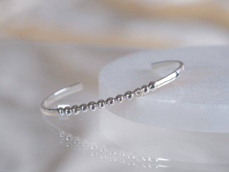 Diamond Tenging bangle bracelet ダイヤモンドつぶつぶバングル　silver925　シルバー - 手鍊/手鐲 - 寶石 銀色