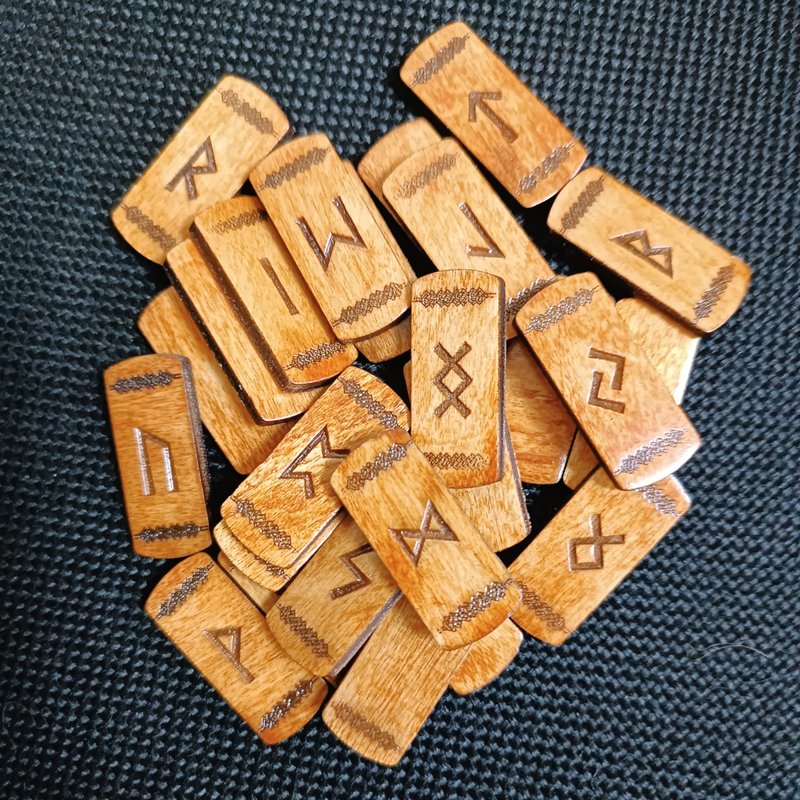 Wooden Runic Set, Futhark Runes - Board Games & Toys - Wood 