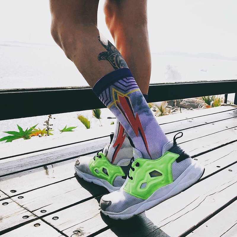 【LIFEBEAT】Lightning Athletic Crew Socks for men&women - Socks - Polyester Multicolor