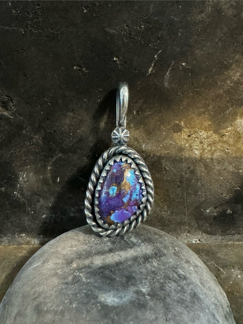 OOZEMETAL Kingman Turquoise Pendant - สร้อยคอ - เงิน 