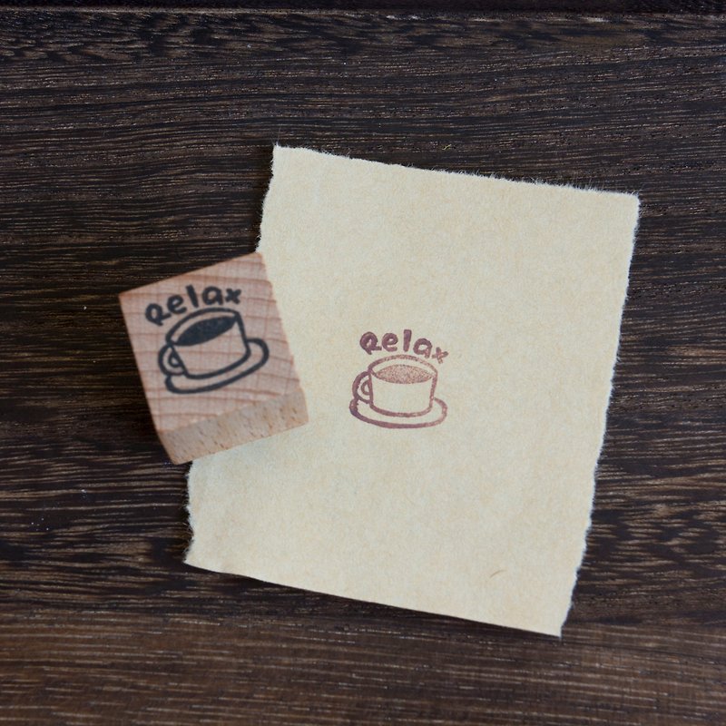 Hand engraved rubber stamp Relax coffee stamp stationery - Stamps & Stamp Pads - Rubber White