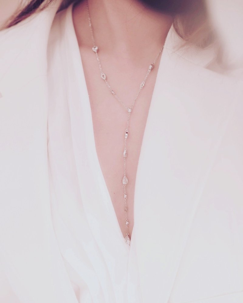Shining star collection long necklace - สร้อยคอ - เงินแท้ สีเงิน