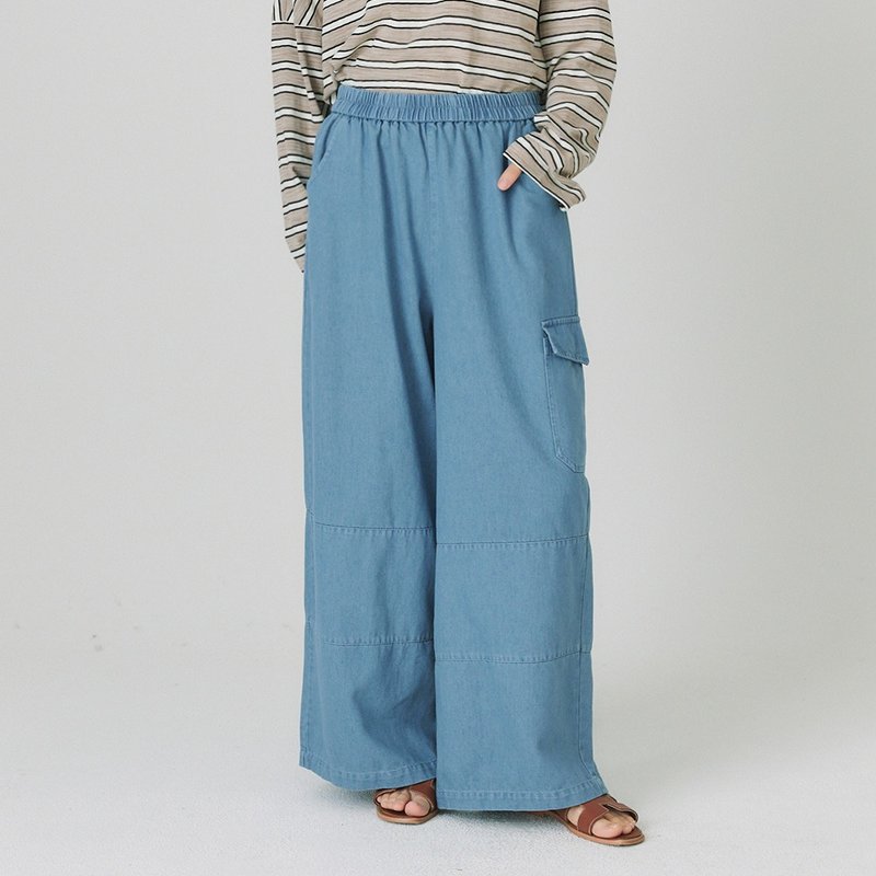 【Simply Yours】ストレートワークポケットデニムパンツ 青F - パンツ レディース - コットン・麻 ブルー