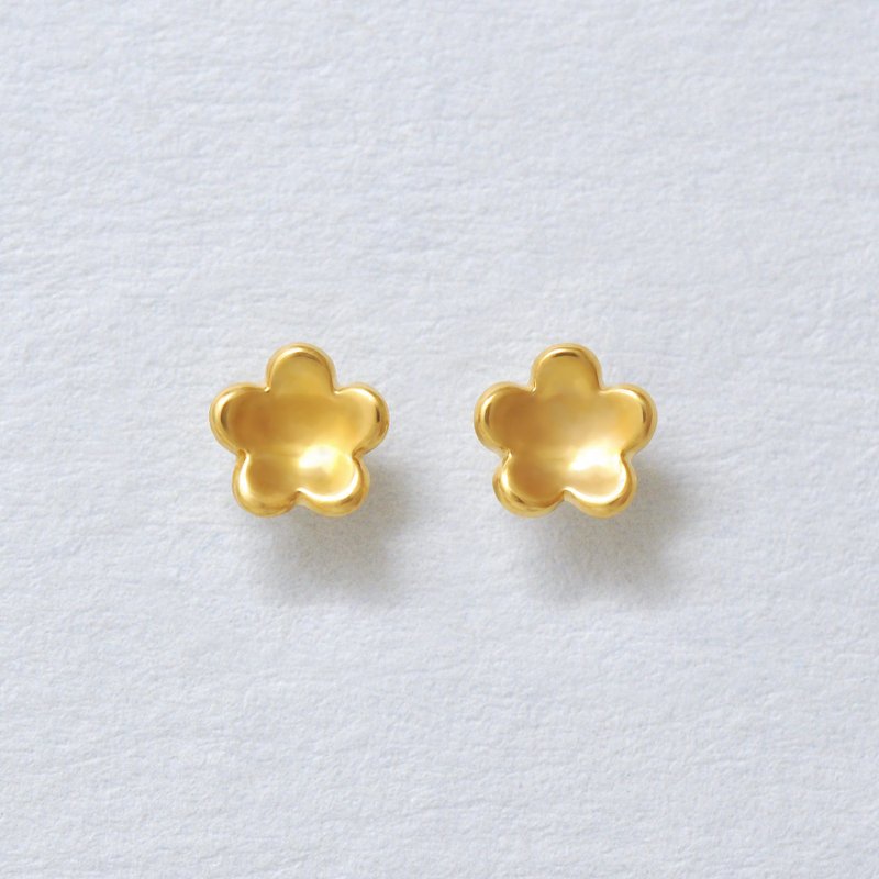 【Second Earrings】 18K 黃金花朵耳環 - 耳環/耳夾/耳骨夾 - 貴金屬 