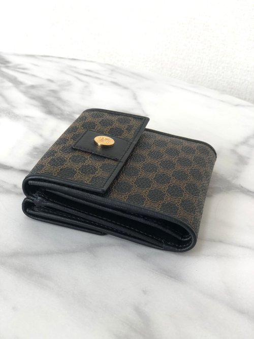 CELINE セリーヌ 三つ折り財布 レザー マカダム柄