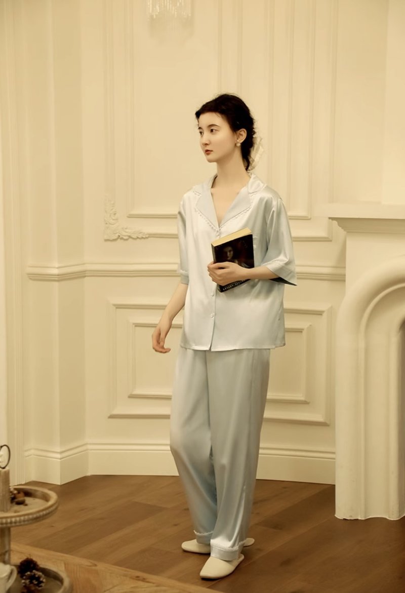 22姆米 重磅真絲家居服 桑蠶絲睡衣套裝 - 居家服/睡衣 - 絲．絹 多色
