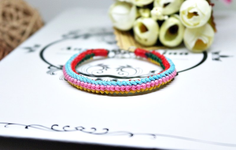 Hand-woven silk wax thread section <Twisted Roller> // Color can be selected // - Bracelets - Wax Multicolor