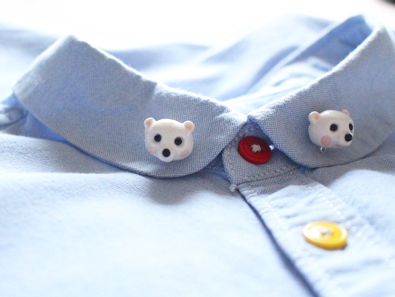 White Bear collar brooch - Brooches - Other Materials 