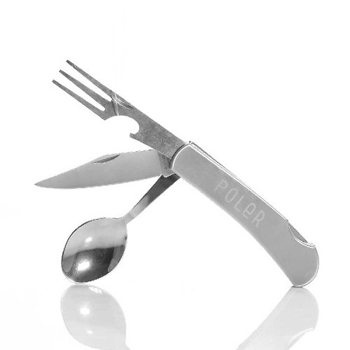 POLER 台灣總代理 POLER HOBO KNIFE 隨身收納可拆三件式鋼刀叉餐具組