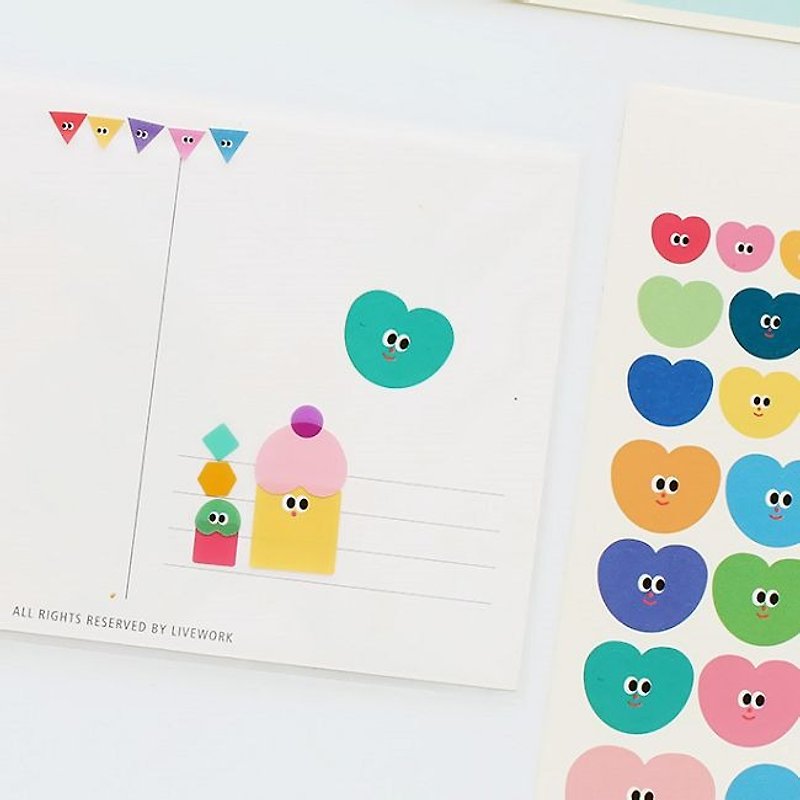 Livework-Somsom Geometric Sticker Set - Heart-shaped, LWK37460 - Stickers - Paper Multicolor