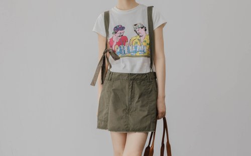 三良洋貨 美式復古 少女朋克廢土風工裝低腰背帶半身裙
