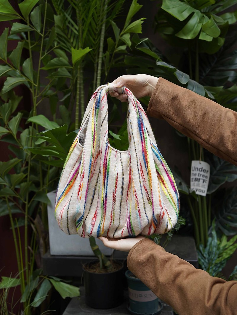 MELONFISH wool embroidery rainbow Zongzi bag - Handbags & Totes - Wool 