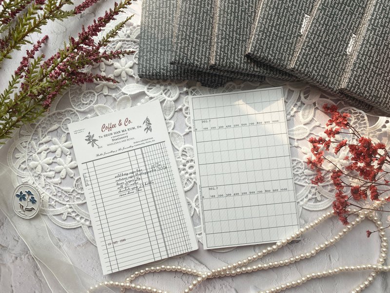 Vintage Receipt Grid Memo Pad  100 x 160 mm - 便條紙/便利貼 - 紙 白色