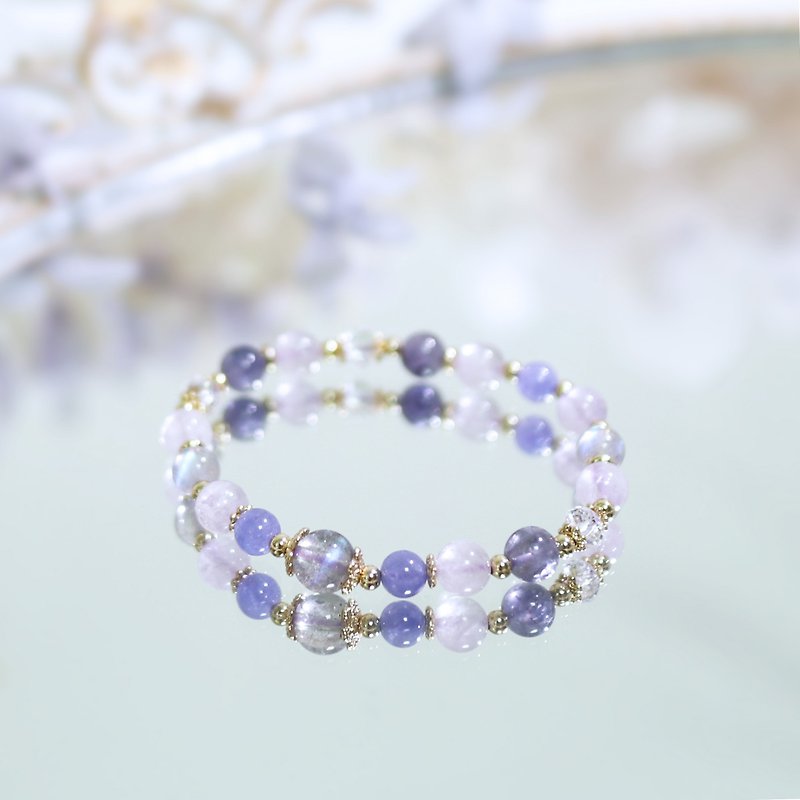 Natural stone series Sila feldspar Stone lavender amethyst cordierite bracelet / open wisdom / - Bracelets - Gemstone Purple