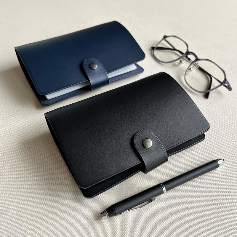 【Christmas Gift】Kyoto A7 Six-Ring Binder Leather Notebook/Cover/Planner/Vegetable-Tanned Cowhide - สมุดบันทึก/สมุดปฏิทิน - หนังแท้ สีน้ำเงิน