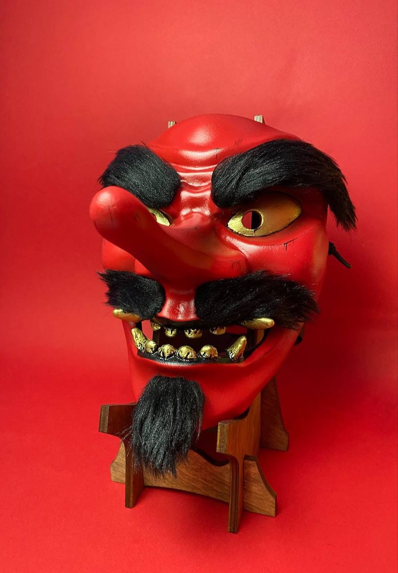 樹脂 牆貼/牆身裝飾 紅色 - Red Tengu mask, Tengu mask with bead, Noh mask