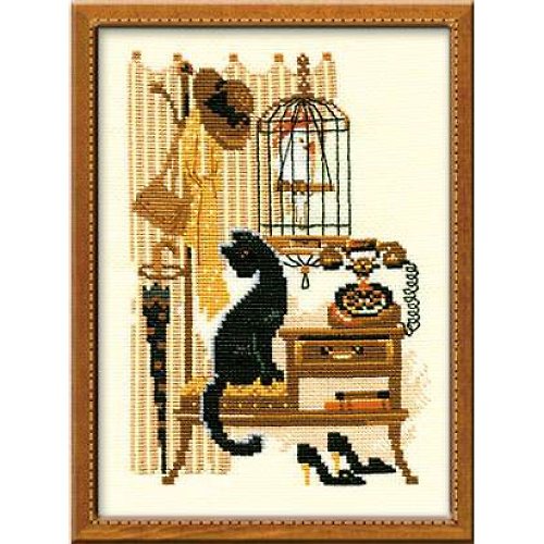 MARUMi刺繡手作 RIOLIS 十字繡材料包 - 古董與貓 電話