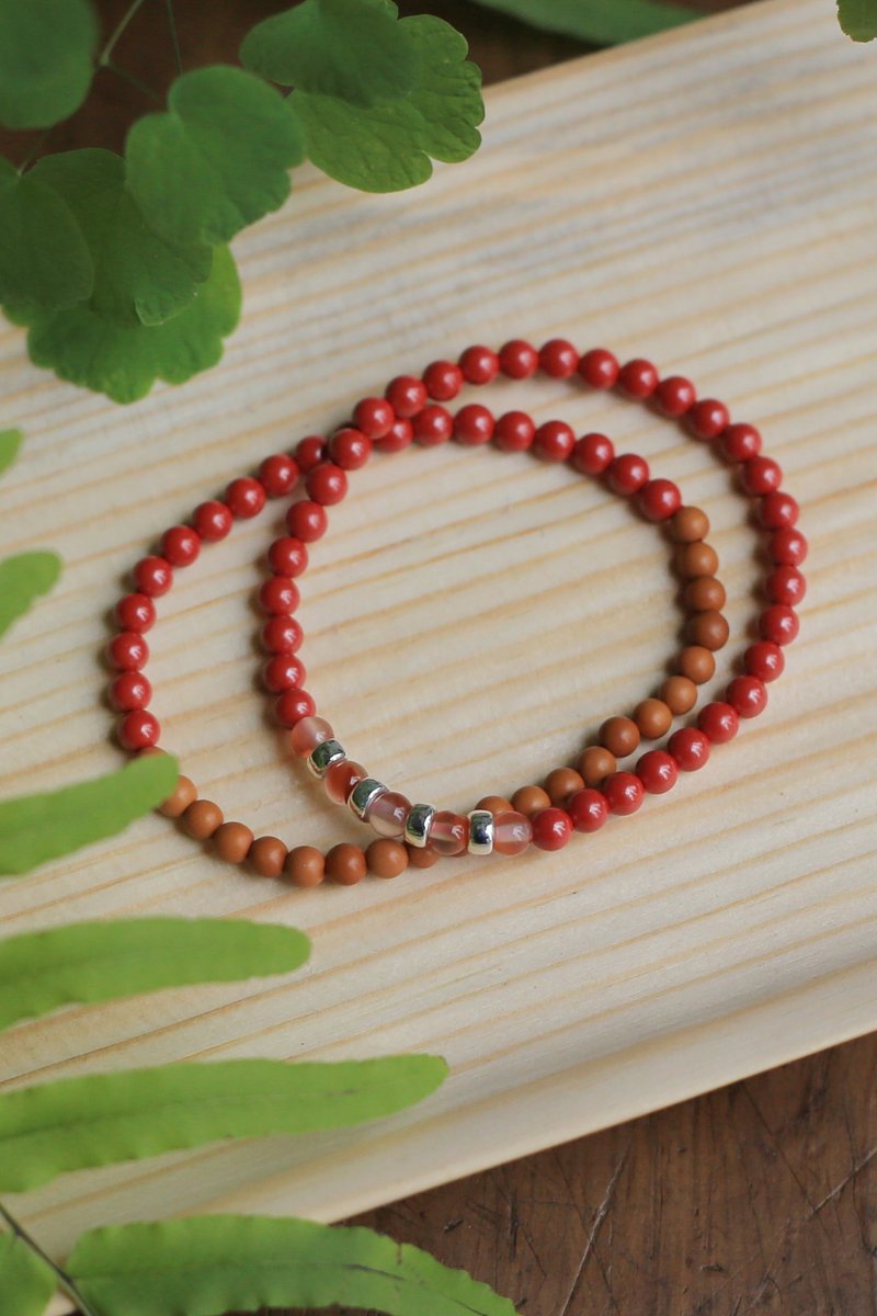 Spring and Autumn Handmade | Original ore with high content of imperial sand 4mm ultra-fine bracelet | Ice floating South Red S925 Silver - Bracelets - Semi-Precious Stones 