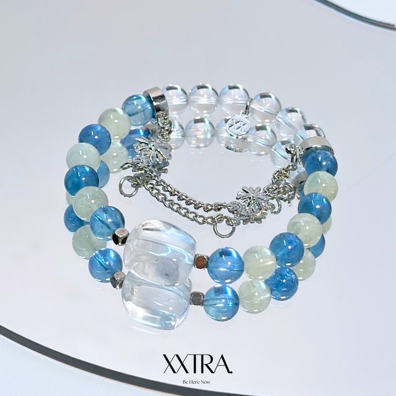 XXTRA Thyself Aquamarine Gold Tekitite Adversity Bracelet - สร้อยข้อมือ - คริสตัล หลากหลายสี