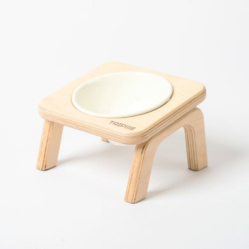 XXS-飽足單口餐桌 - 寵物碗/碗架 - 木頭 