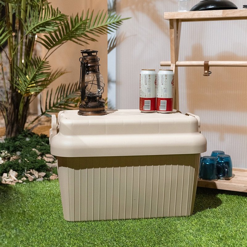 Korean flip-top stacking camping storage box-L - ชุดเดินป่า - วัสดุอื่นๆ สีกากี