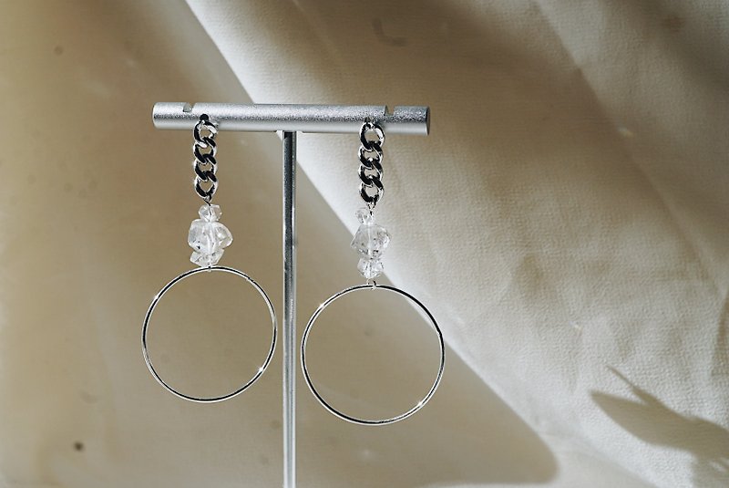 Other Metals Earrings & Clip-ons Silver - Herkimer Diamond Loops 925 Silver earrings