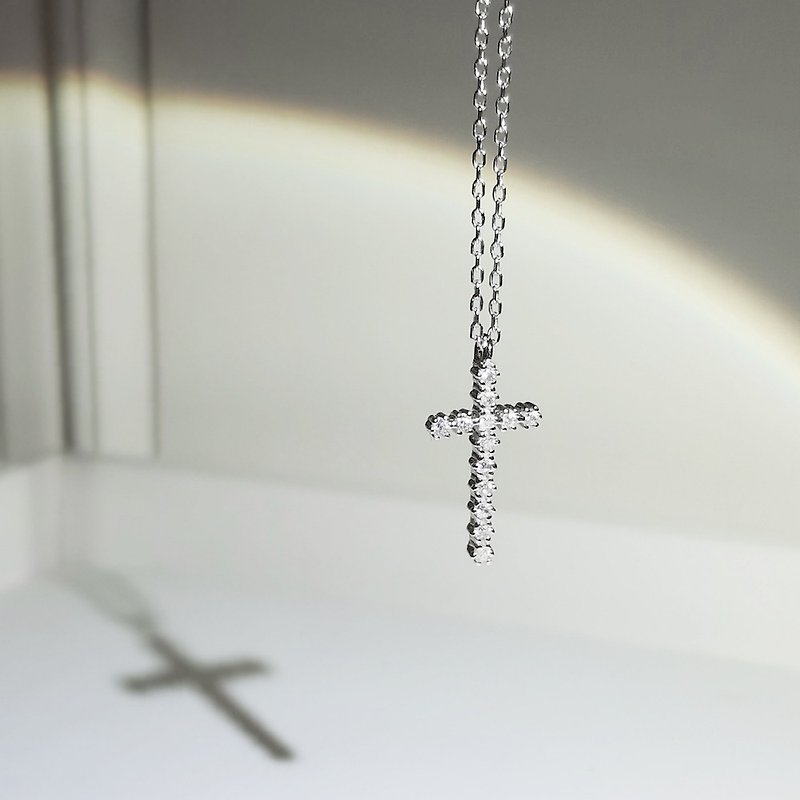 【開學季】【禮物】十字架 純銀項鍊|輕珠寶|925銀|鋯石
