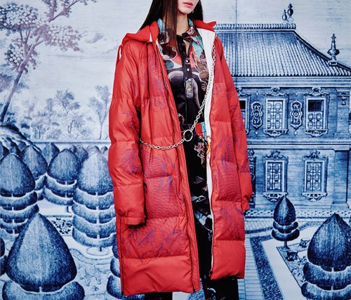毛哩 Mooly 【錦鯉】雙面可穿超厚保暖長款羽絨服外套
