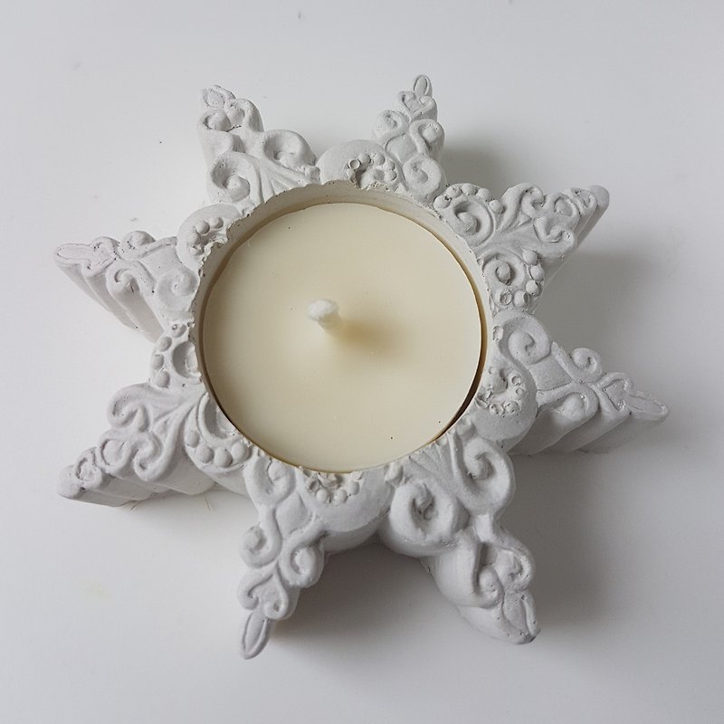 egbhouse, Snowflake NO16 Cement candle holder - เทียน/เชิงเทียน - ปูน สีเงิน