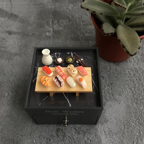 Eudora House 尤朵拉小屋 生日禮物、情人節禮物、袖珍日本鮭魚壽司、飾品盒