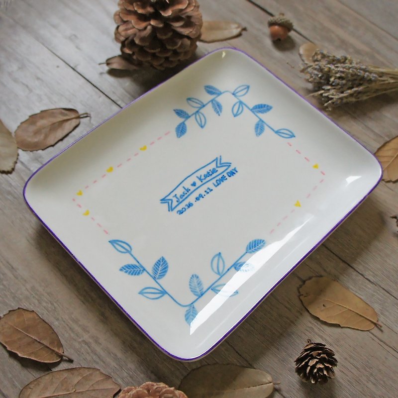 Hand-painted / custom / jewelry storage / Day _ side dishes (custom name free) (currently set at 10/30 after shipping) - Small Plates & Saucers - Porcelain Blue