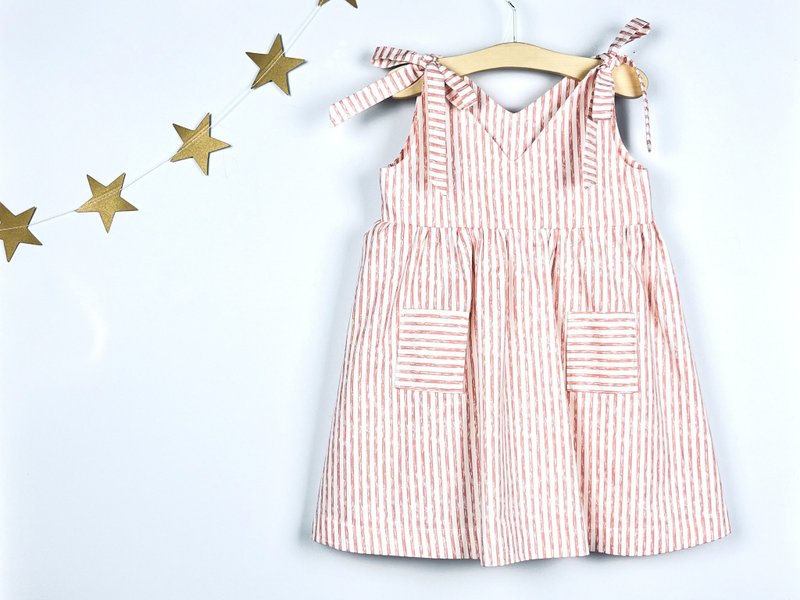 棉．麻 童裝禮服 粉紅色 - Natural cotton dress, dress for girl, Easter baby dress, summer baby dress