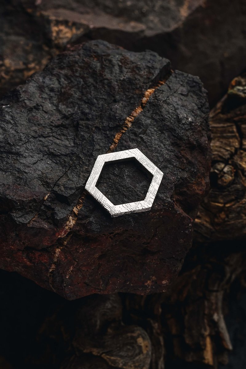 Muonionalusta meteorite Exagon pendant - สร้อยคอ - วัสดุอื่นๆ 